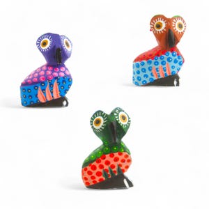1.80" Owl Figures,Alebrije Owl,Colorful Owl,Small Owl,Wooden Alebrije,Wood Owl,Handmade Owl,Wooden Figure,Folk Art