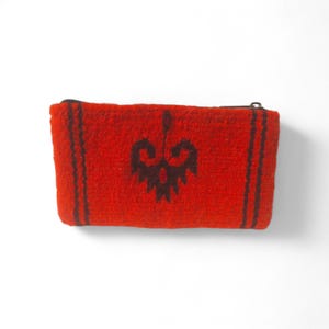 Portefeuille en laine 5,65", Portefeuille fait main, Portefeuille rouge, Portefeuille zapotèque, Portefeuille mexicain, Laine naturelle, Portefeuille résistant, Petit portefeuille
