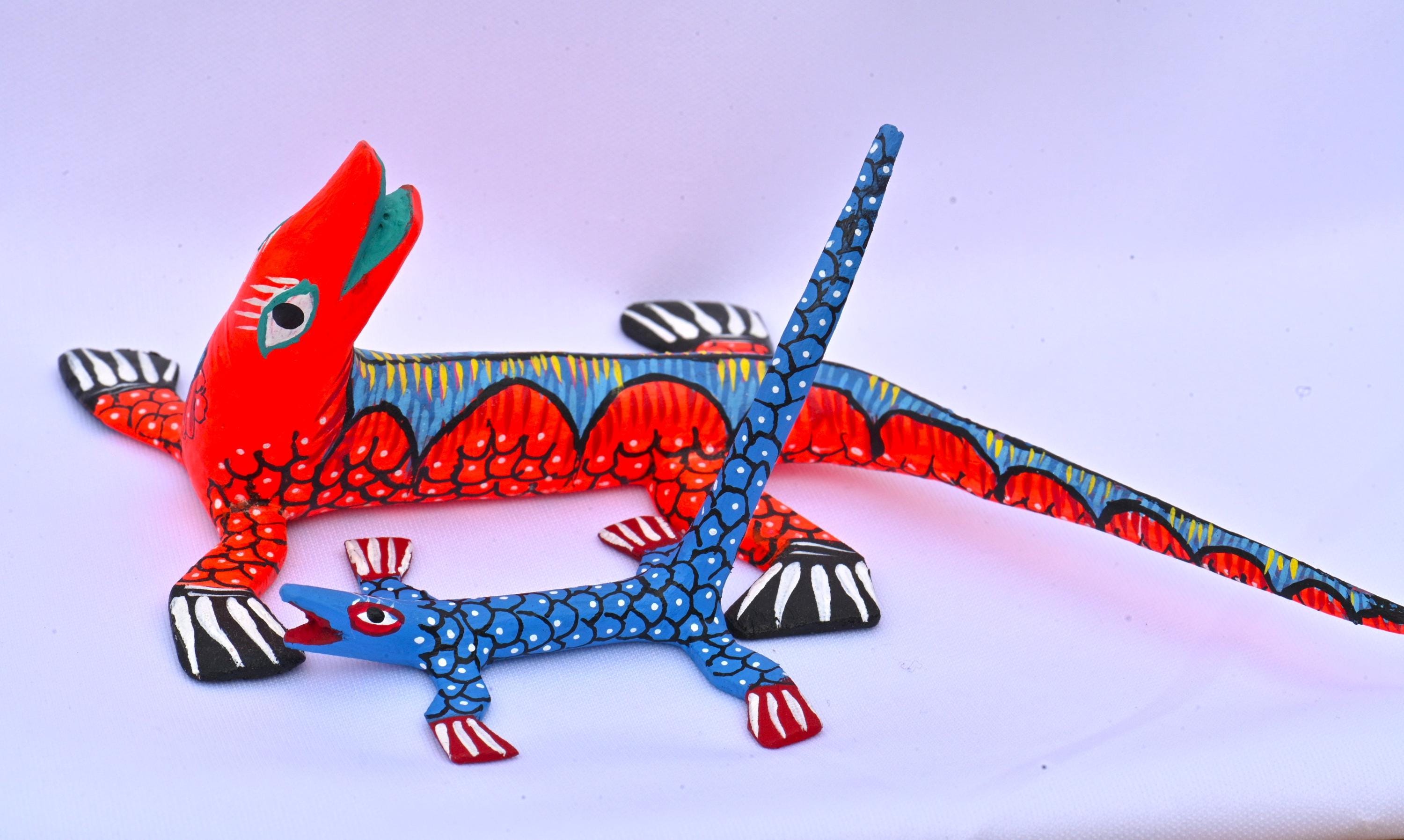 5インチ アントニオ ディアス オアハカ 木彫り トカゲ アレブリヘ 置物