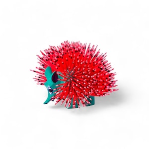 5.50&quot; Wood Carving Porcupine, Alebrije Porcupine, Colorful Porcupine, Wooden Alebrije, Wood Porcupine, Wooden Figure, Antonio Diaz