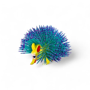 5.50&quot; Wood Carving Porcupine, Alebrije Porcupine, Colorful Porcupine, Wooden Alebrije, Wood Porcupine, Wooden Figure, Antonio Diaz