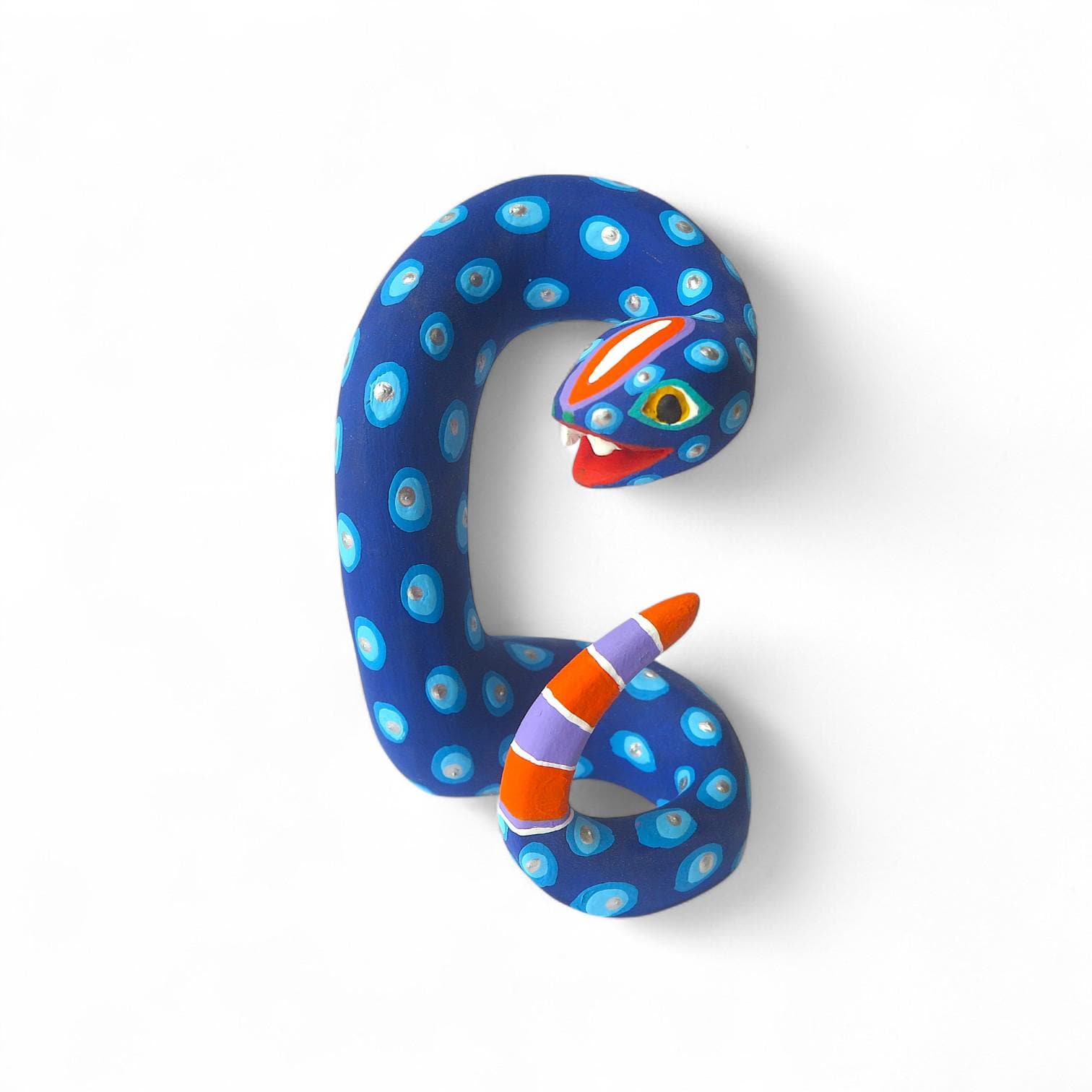 5.25" Snake Figures, Alebrije Snake, Blue Snake, Big Snake, Big Figures, Wooden Alebrije,  Wood Snake, Handmade Snake, Wood Carving Folk Art