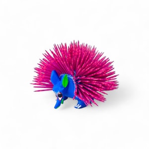 5.50&quot; Wood Carving Porcupine, Alebrije Porcupine, Colorful Porcupine, Wooden Alebrije, Wood Porcupine, Wooden Figure, Antonio Diaz