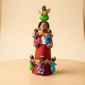 8.00" Oaxacan Clay Doll by Josefina Aguilar, Handmade Mexican Folk Art
