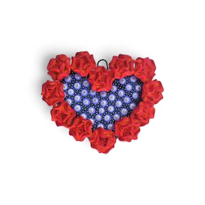 6.5&quot; Heart for Wall Hanging, Heart with  Flowers, Love and Friendship, Mexican Heart, Handmade Heart, Black Heart, Wall Decorations