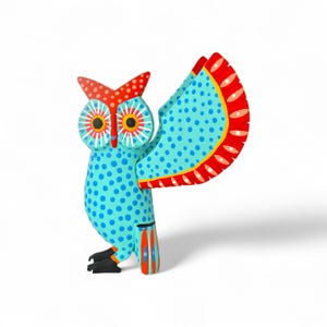 10.75" Owl Figures,Alebrije Owl,Blue Owl,Medium Owl,Medium Figures,Wooden Alebrije,Wood Owl,Handmade Owl,Wood Carving,Folk Art