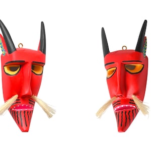 Handgjord Oaxacan Alebrije-mask, färgglad träsnideri, folkkonst bild 7