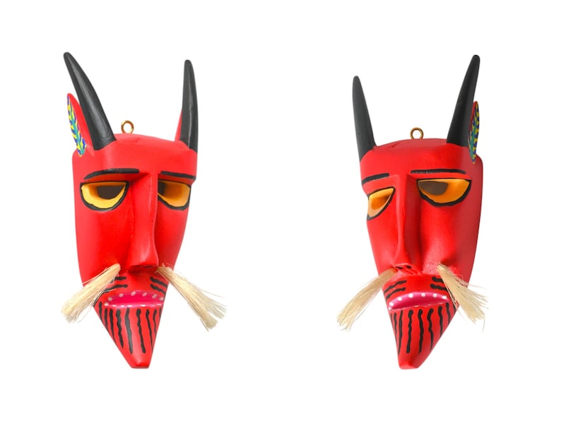 Handgjord Oaxacan Alebrije-mask, färgglad träsnideri, folkkonst bild 7