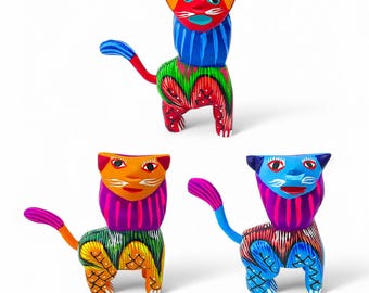 2.40&quot; Lion Figures,Alebrije Lion,Colorful Lion,Mini Lion,Mini Figures,Wooden Alebrije,Wood Lion,Handmade Lion,Wooden Figure,Wood Carving