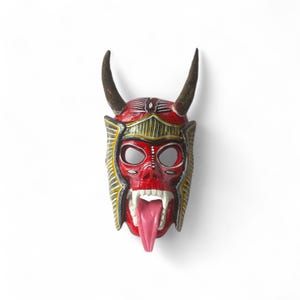 12.50" Devil Mask,Devil Figures,Alebrije Mask,Red Mask,Small Devil Mask,Wood Mask,Handmade Mask,Wood Carving,Folk Art