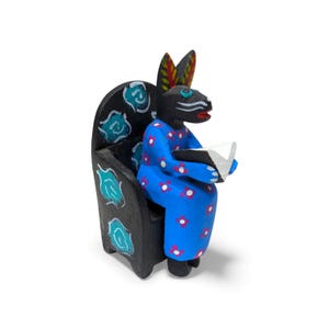 Rabbit Figures,Alebrije Rabbit,Alebrije Reader,Rabbit Reader,Small Figures,Wooden Alebrije,Wood Rabbit,Handmade Rabbit,Wood Carving,Folk Art