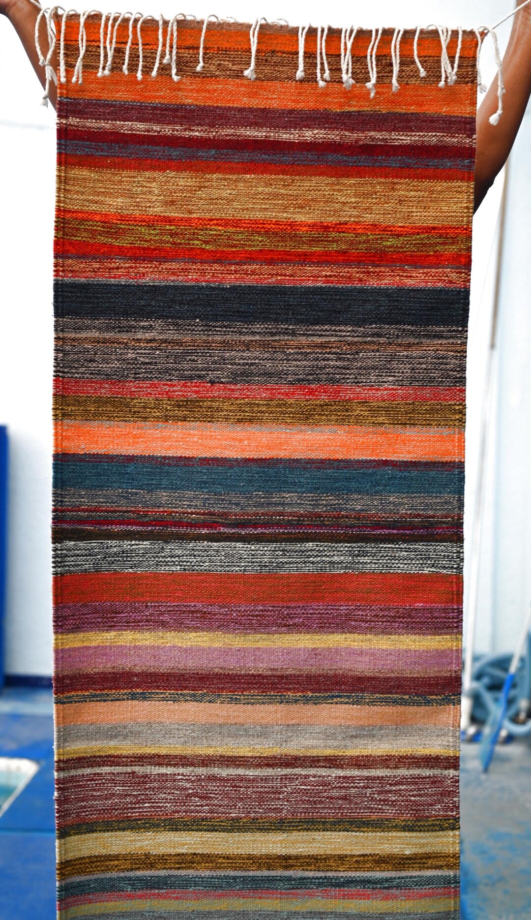 Mexican Rasta Rug Zapotec Rug,oaxaca Rugs,stripes Design,original Rugs,wool Rug,unique ...