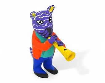 2.60" Oaxaca Musician Alebrije, Hand Carved Wood Folk