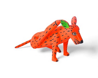 14,5 cm Hundefiguren, Alebrije Hund, Flohhund, Hund Kratzen, Des Menschen Bester Freund, Verspielte Hunde, Holzhund, Handgefertigter Hund, Placido Santiago