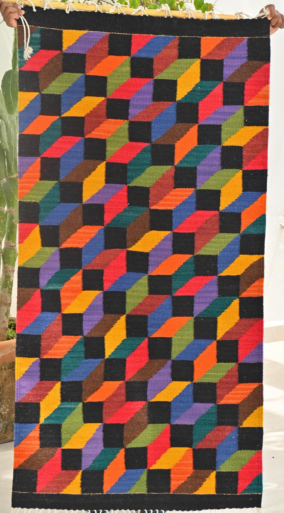 Zapotec Rug,oaxaca Rugs,cube Design,original Rugs,wool Rug,unique Rugs ...