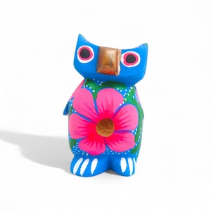 2.33&quot; Owl Figures,Alebrije Owl,Colorful Owl,Mini Owl,Wooden Alebrije,Wood Owl,Handmade Owl,Wooden Figure,Folk Art