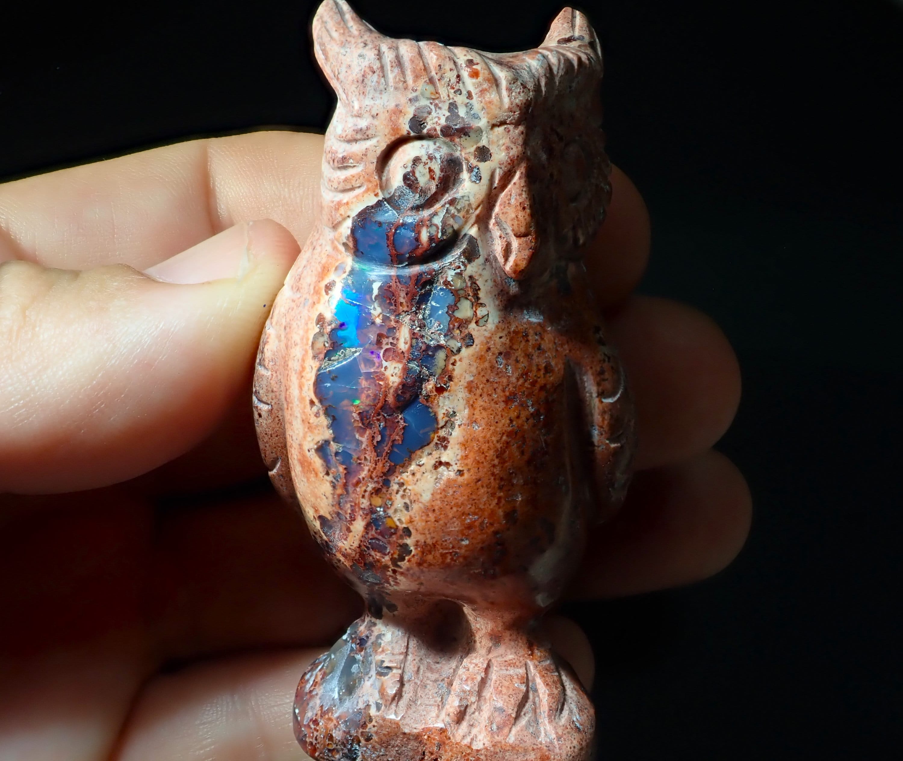 Precious Opal,Stone Owl,Natural Opal,Opal Owl,Opal Figure,Lightning Opals,Owl Figure,Opal Supplier,G