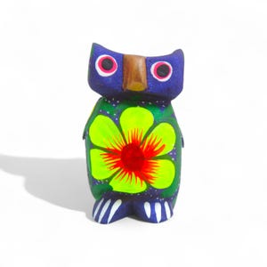 2.33&quot; Owl Figures,Alebrije Owl,Colorful Owl,Mini Owl,Wooden Alebrije,Wood Owl,Handmade Owl,Wooden Figure,Folk Art