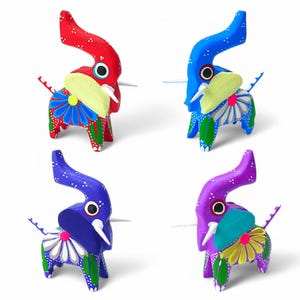 2.68&quot; Elephant Figures,Alebrije Elephant,Mini Elephant,Mini Figures,WoodenAlebrije,Wood Elephant,Handmade Elephant,Wooden Figure,WoodCarving