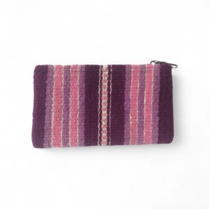 Portefeuille en laine 5,65", Portefeuille fait main, Portefeuille violet, Portefeuille zapotèque, Portefeuille mexicain, Laine naturelle, Portefeuille résistant, Petit portefeuille