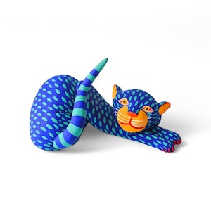 12.50" Cat Figures,Alebrije Cat,Colorful Cat,Medium Cat,Big Figures,Wooden Alebrije,Wood Cat,Handmade Cat,Wood Carving,Folk Art