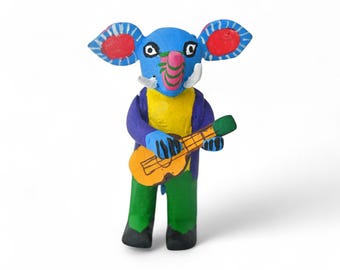 2.60" Oaxaca Musician Alebrije, Hand Carved Wood Folk