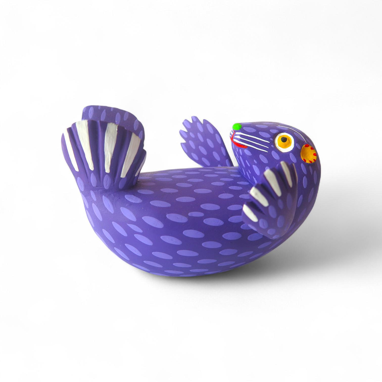 10.00" Seal Figures,Alebrije Seal,Purple Seal,Medium Seal,Medium Figures,Wooden Alebrije,Wood Seal,Handmade Seal,Wood Carving,Folk Art