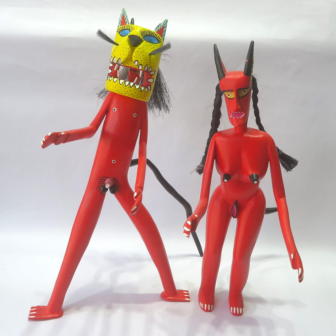 Oaxaca Wood Carving Devil Mexican Folk Art - Etsy