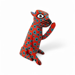 Jaguar Figures,Alebrije Jaguar,Red Jaguar,Small Jaguar,Small Figures,Wooden Alebrije,Wood Jaguar,Handmade Jaguar,Wood Carving,Folk Art
