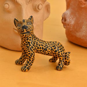 3.40&quot; Jaguar Figures,Brown Jaguar,Small Jaguar,Small Figures,Clay Jaguar,Handmade Jaguar,Sculpted Clay,FolkArt