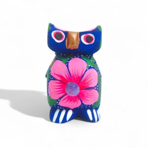 2.33&quot; Owl Figures,Alebrije Owl,Colorful Owl,Mini Owl,Wooden Alebrije,Wood Owl,Handmade Owl,Wooden Figure,Folk Art