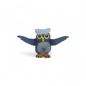 Made in Oaxaca Gray Owl Wood Carving Cool Alebrije Figurine Mexican Folk Art