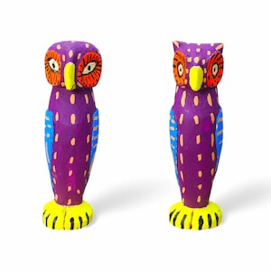 3.80" Owl Figures,Alebrije Owl,Purple Owl,Small Owl,Small Figures,Wooden Alebrije,Wood Owl,Handmade Owl,Wood Carving,Folk Art