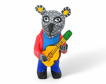 2.60" Oaxaca Musician Alebrije, Hand Carved Wood Folk