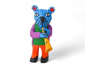 2.60" Oaxaca Musician Alebrije, Hand Carved Wood Folk