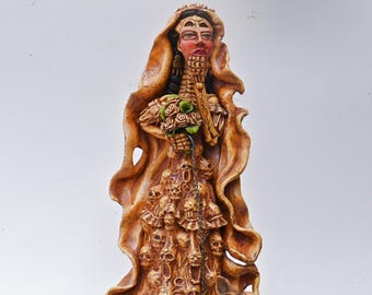 16.50" Oaxacan Catrina Skeleton Clay Doll by José Juan Aguilar, Day of the Dead Art