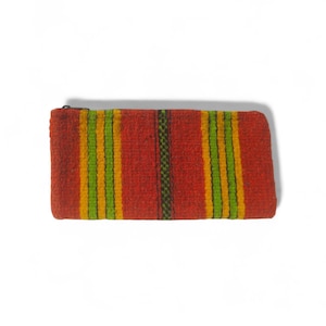 Portefeuille en laine de 9,00 pouces, Portefeuille fait main, Portefeuille orange, Portefeuille zapotèque, Portefeuille mexicain, Laine naturelle, Portefeuille résistant, Petit portefeuille