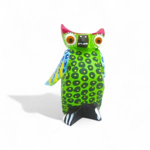 2.40&quot; Owl Figures,Alebrije Owl,Colorful Owl,Mini Owl,Wooden Alebrije,Wood Owl,Handmade Owl,Wooden Figure,Folk Art
