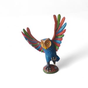 20.00&quot; Owl Figures,Alebrije Owl,Purple Owl,Big Owl,Big Figures,Wooden Alebrije,Wood Owl,Handmade Owl,Wood Carving,Folk Art