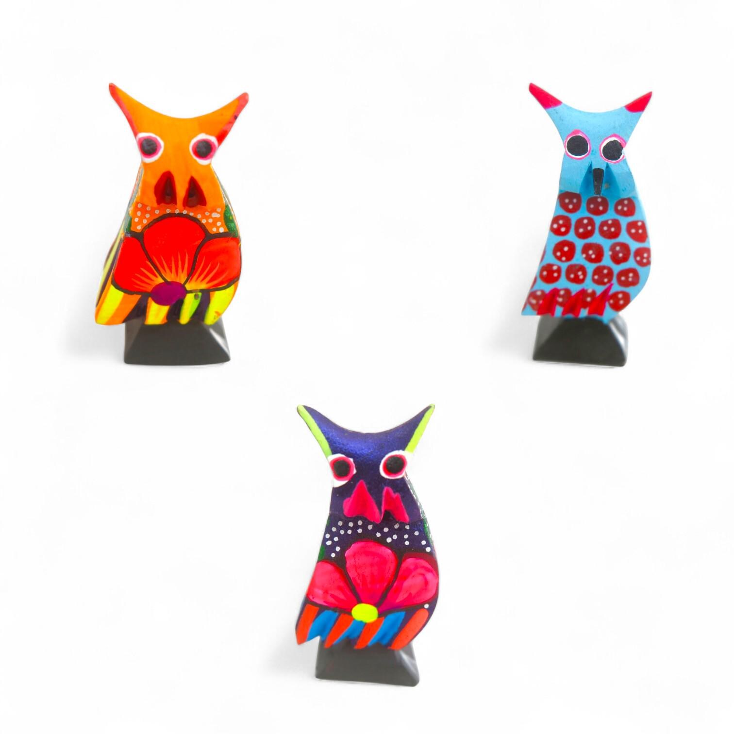 2.10" Owl Figures,Alebrije Owl,Colorful Owl,Mini Owl,Wooden Alebrije,Wood Owl,Handmade Owl,Wood