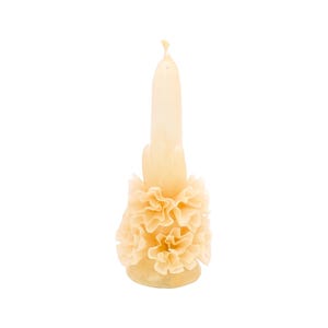 4.53&quot; Flower Candle,White Candle,Floral Design,Casa Viviana,Mexican Candle,Beeswax,Small Candle,Wax Candle,Handmade Candle,Folk Art