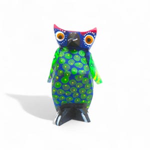 2.40&quot; Owl Figures,Alebrije Owl,Colorful Owl,Mini Owl,Wooden Alebrije,Wood Owl,Handmade Owl,Wooden Figure,Folk Art