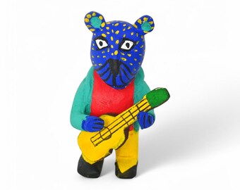 2.60" Oaxaca Musician Alebrije, Hand Carved Wood Folk