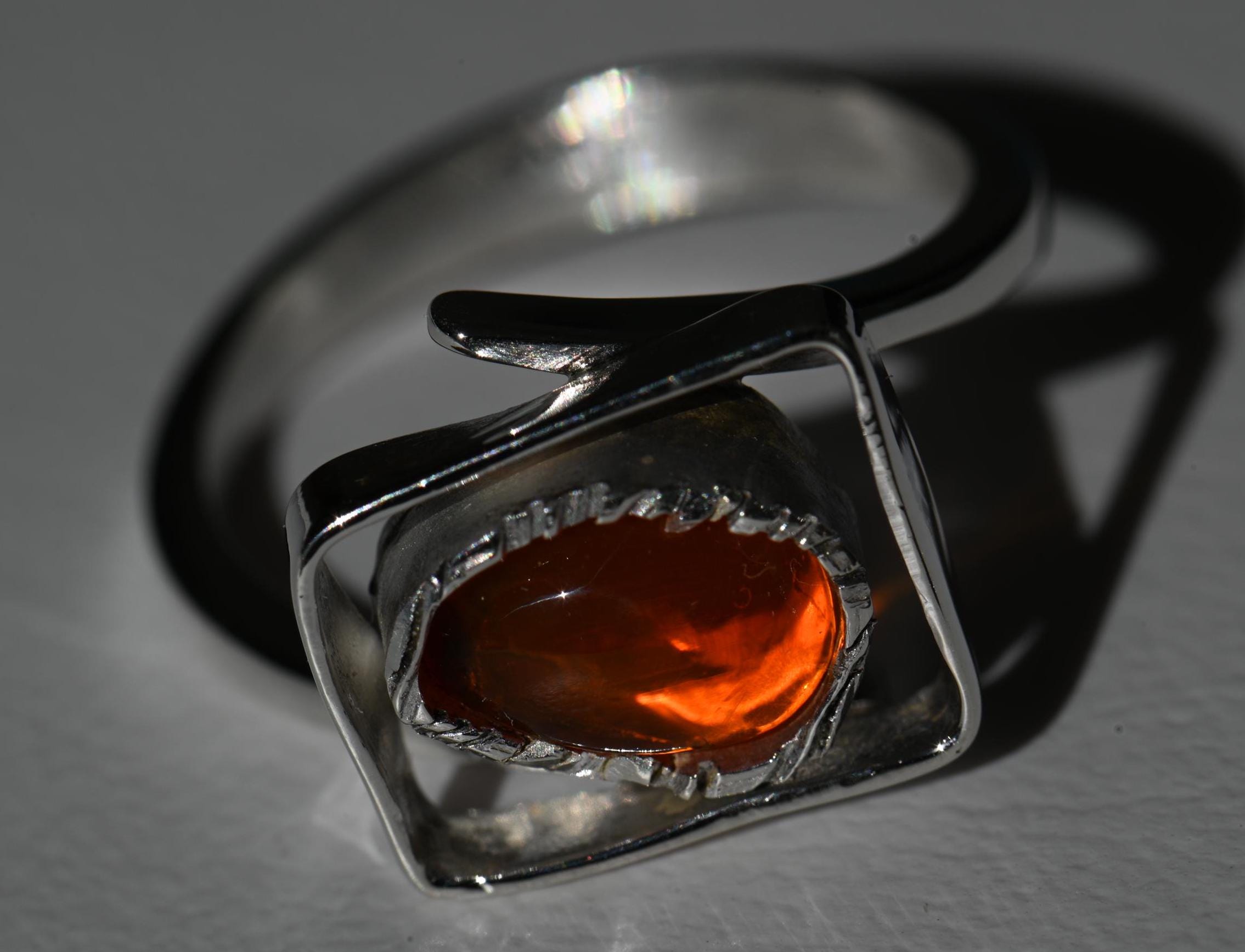 Bague En Argent 925 Avec Opale De Feu Du Mexique - Taille 49 - Neuf Avec étiquettes