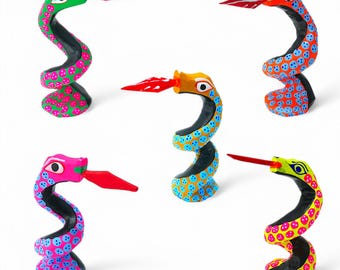 2.69&quot; Snake Figures,Alebrije Snake,Colorful Snake,Mini Snake,Mini Figures,WoodenAlebrije,Wood Snake,Handmade Snake,Wooden Figure,WoodCarving