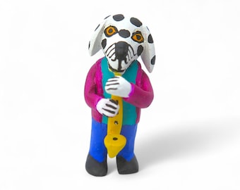 2.60" Oaxaca Musician Alebrije, Hand Carved Wood Folk
