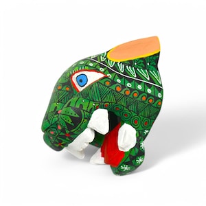 3.80&quot; Jaguar Head Figures,Alebrije Jaguar Head,Colorful Jaguar,Small Figures,Wooden Alebrije,Handmade Jaguar Head,Wood Carving,Folk Art