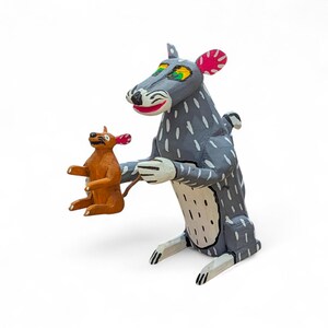3.90" Cat with Mouse Figures,Alebrije Cat,Small Cat,Small Figures,Wooden Alebrije,Wood Cat,Handmade Cat,Wood Carving,Placido Santiago