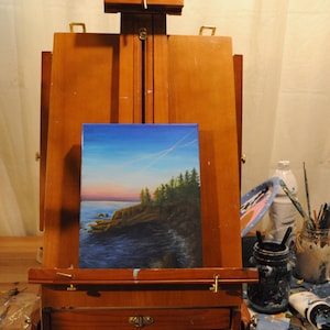 Acadia, Maine National ParkPainting | Sunrise Water| Coastal Maine | Rocky Pines | Original Acrylic Painting | Landscape Painting