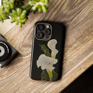 Painted Calla White Lily Phone Case | White Flower Phone Case | Moody Minimalist Phone Case | Lily Phone Case |  Elegant Phone Case